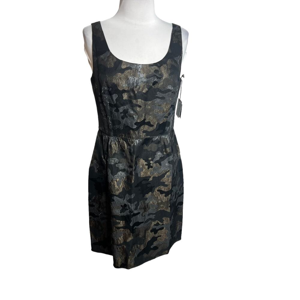 NWT Anna Sui metallic camo print dress Sz 6 silver black bronze